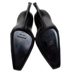 Pre Owned حذاء بوت بالنسياغا سكوبا جلد أسود و نيوبرين كعب روكي مقاس 40