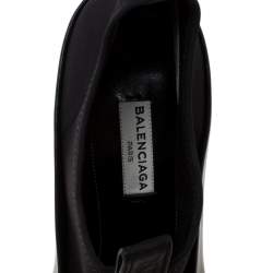 Pre Owned حذاء بوت بالنسياغا سكوبا جلد أسود و نيوبرين كعب روكي مقاس 40