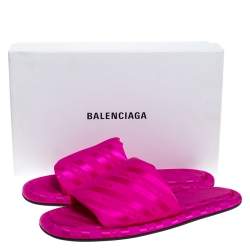 Pre Owned حذاء سلايدز بالنسياغا فلات هوتل جاكارد وردي فوشيا مقاس 40