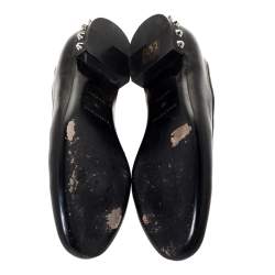 Pre Owned Balenciaga Black Leather Studded Ballet Flats Size 40