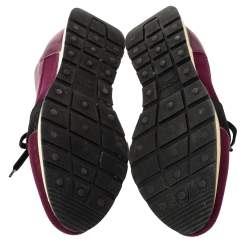 Balenciaga Purple/Black Neoprene and Leather Race Runner Sneakers Size 39