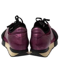 Balenciaga Purple/Black Neoprene and Leather Race Runner Sneakers Size 39