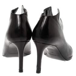 Pre Owned Balenciaga Black Leather Split Vamp Open Toe Booties Size 37