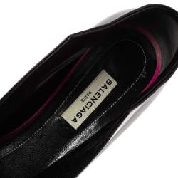 Pre Owned Balenciaga Black Leather Split Vamp Open Toe Booties Size 37