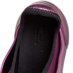 Pre Owned Balenciaga Purple/Black Leather and Fabric Race Runner Sneakers Size 36