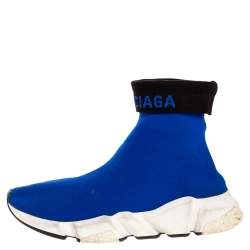 مملوكة مسبقًا Balenciaga Blue Knit Fabric Speed Trainer Sneakers Size 39
