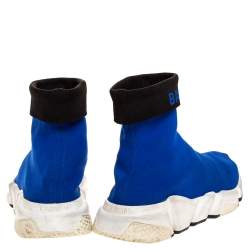 مملوكة مسبقًا Balenciaga Blue Knit Fabric Speed Trainer Sneakers Size 39