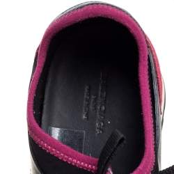 Pre Owned Balenciaga Black/Pink Leather And Mesh Race Runner Low Top Sneakers Size 37