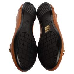 Pre Owned Balenciaga Brown Leather Studded Ballet Flats Size 39