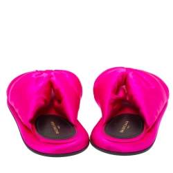 Pre Owned صندل سلايد فلات بالنسياغا فيونكة ساتان فوشيا مقاس 37