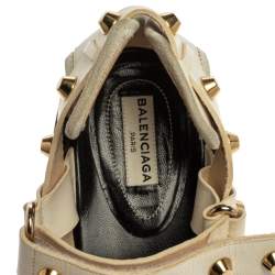 Pre Owned صندل بالنسياغا نعل سميك مرصع أرينا جلد أبيض مقاس 40