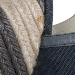 Pre Owned Balenciaga Grey Denim and Leather Trim Gladiator Wedge Platform Sandals Size 39