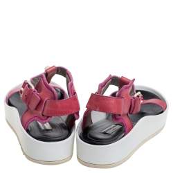 Pre Owned Balenciaga Pink Studded Leather T-Strap Platform Sandals Size 38