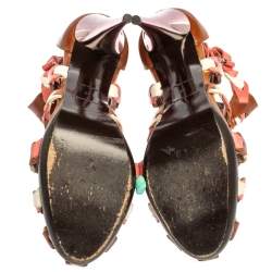 Pre Owned Balenciaga Tri Color Leather Interlocking Strappy Ankle Strap Sandals Size 41