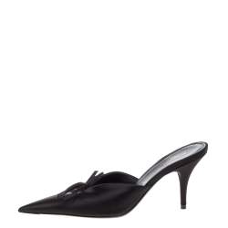 Pre Owned Balenciaga Black Satin Knife Pointed Toe Mules Size 36