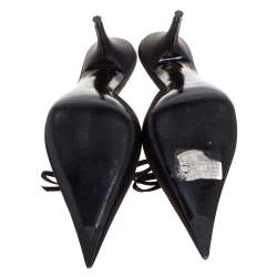 Pre Owned Balenciaga Black Satin Knife Pointed Toe Mules Size 36
