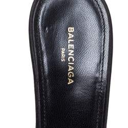 Pre Owned Balenciaga Black Satin Knife Pointed Toe Mules Size 36