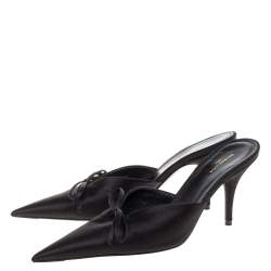 Pre Owned Balenciaga Black Satin Knife Pointed Toe Mules Size 36