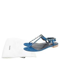 مملوكة مسبقًا حذاء فلات بالنسياغا سويدي أزرق مرصع أرينا مقاس 40