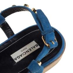 مملوكة مسبقًا حذاء فلات بالنسياغا سويدي أزرق مرصع أرينا مقاس 40