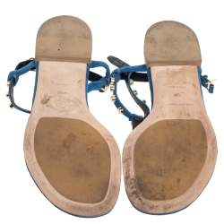 مملوكة مسبقًا حذاء فلات بالنسياغا سويدي أزرق مرصع أرينا مقاس 40