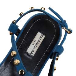 مملوكة مسبقًا حذاء فلات بالنسياغا سويدي أزرق مرصع أرينا مقاس 40