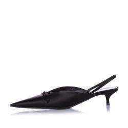 Balenciaga Black Satin Knife Slingback Mules Size 39