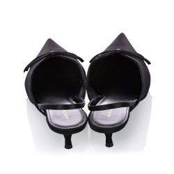Balenciaga Black Satin Knife Slingback Mules Size 39