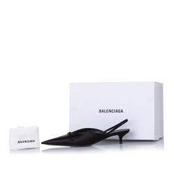 Balenciaga Black Satin Knife Slingback Mules Size 39