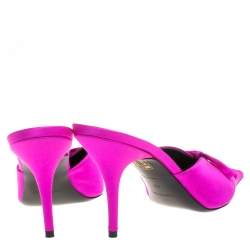 Pre Owned Balenciaga Pink Satin Slash Mules Size 40