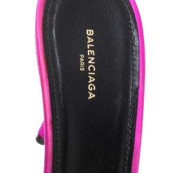 Pre Owned Balenciaga Pink Satin Slash Mules Size 40