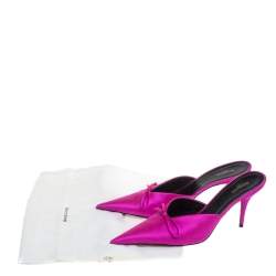 Pre Owned Balenciaga Pink Satin Slash Mules Size 40