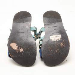 مملوكة مسبقًا Balenciaga Light Blue Suede and Stingray Sandals Size 37.5