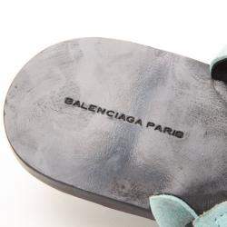 مملوكة مسبقًا Balenciaga Light Blue Suede and Stingray Sandals Size 37.5