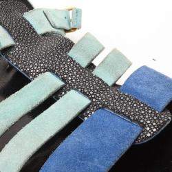مم لوكة مسبقًا Balenciaga Light Blue Suede and Stingray Sandals Size 37.5