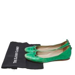 Balenciaga Green Leather Arena Studded Ballet Flats Size 38.5