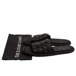 Pre Owned حذاء سلايدز بالنسياغا شعار هوتيل قماش أسود مقاس 39