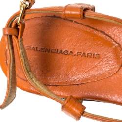 Pre Owned Balenciaga Orange Leather RH Thong Sandals Size 38