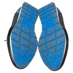 Pre Owned Balenciaga Black/Blue Leather And Mesh Race Runners Sneakers Size 41