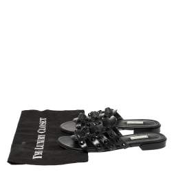 Pre Owned حذاء بالنسياغا فلات ترصيعات جيانت جلد أسود  مقاس 37