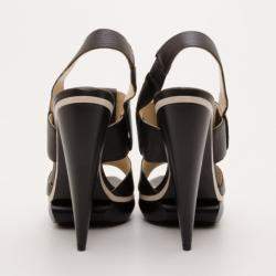 Pre Owned Balenciaga Black Leather Platform Sandals Size 38.5