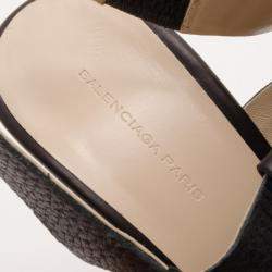 Pre Owned Balenciaga Black Leather Platform Sandals Size 38.5