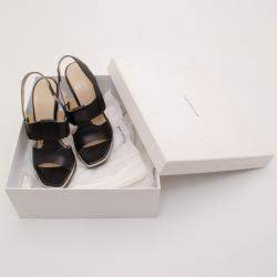 Pre Owned Balenciaga Black Leather Platform Sandals Size 38.5