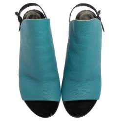 مملوكة مسبقًا Balenciaga Blue Leather Glove Open Toe Slingback Sandals Size 37