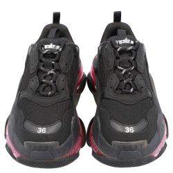 Pre Owned Balenciaga Black/Pink Triple S Clear Sole Sneakers Size 39