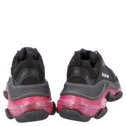 Pre Owned Balenciaga Black/Pink Triple S Clear Sole Sneakers Size 39