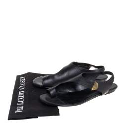 Pre Owned صندل فلات بالنسياغا فلات سير كاحل مرصع جلد بيج مقاس 39