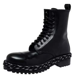 marxisme Tomhed belastning Balenciaga Black Leather Rope Stitched Combat Ankle Boots Size 41 Balenciaga  | TLC