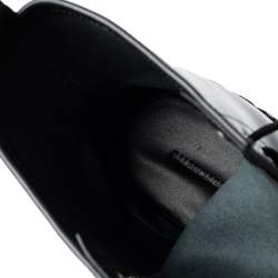 مملوكة مسبقًا Balenciaga Black Leather Rope Stitched Combat Ankle Boots Size 41