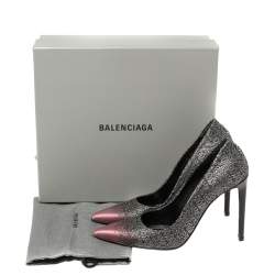 Pre Owned Balenciaga Multicolor Embroidered Ombre Detail Fabric Pointed Toe Pumps Size 39